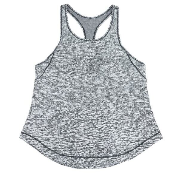 Lululemon Long Distance Tank In Sheer Luon Pebble Jacquard V1 White Black Size 6 - Picture 5 of 8